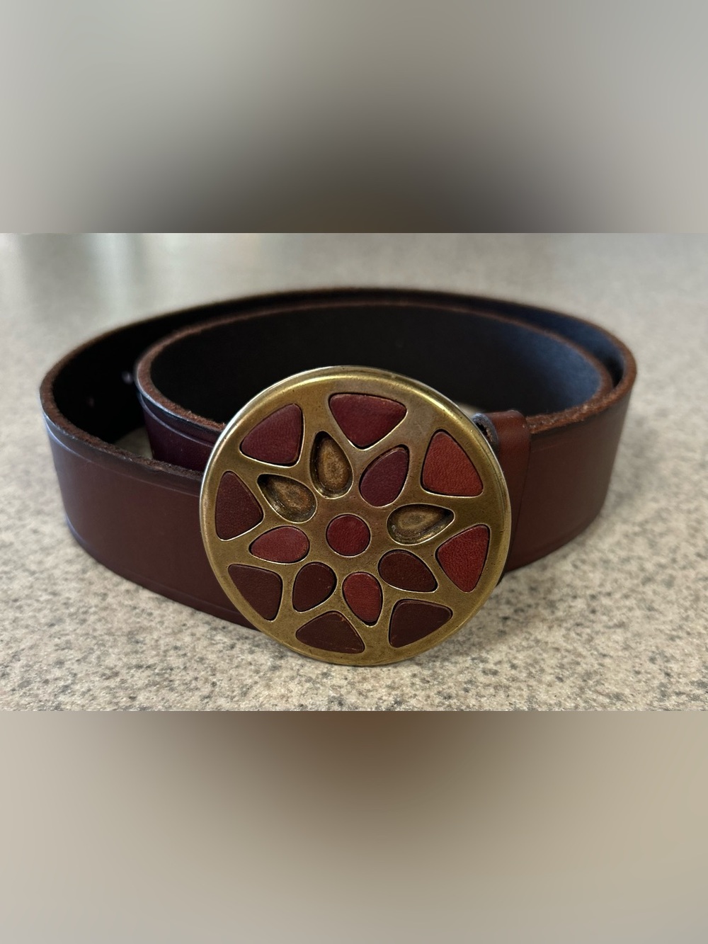 Coldwater Creek Vintage Mahogany / Cherry Brown Leather Belt